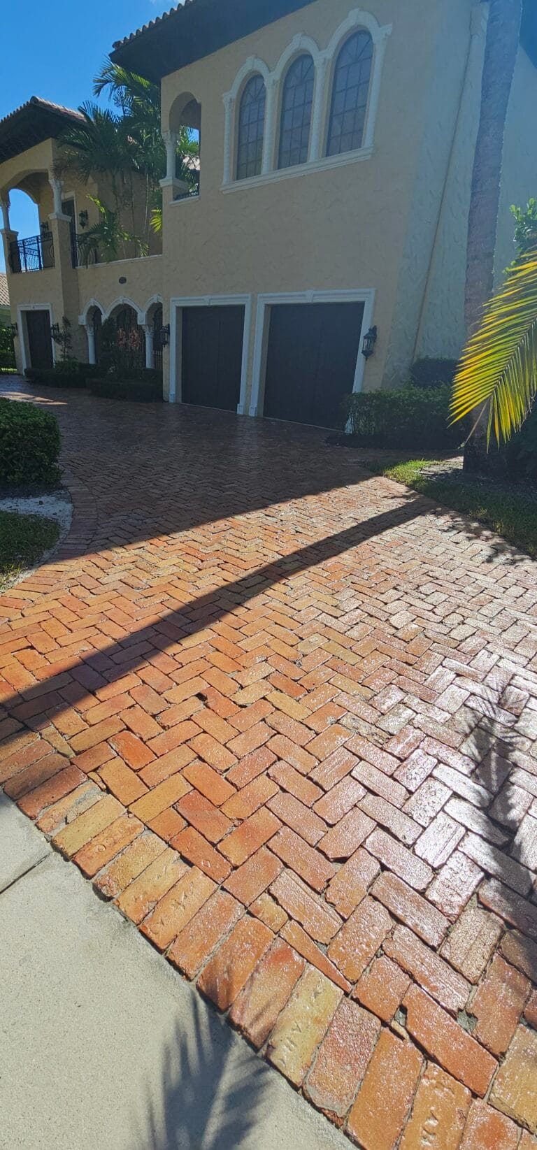 Clay Paver Restoration and Glossy Sealer Application