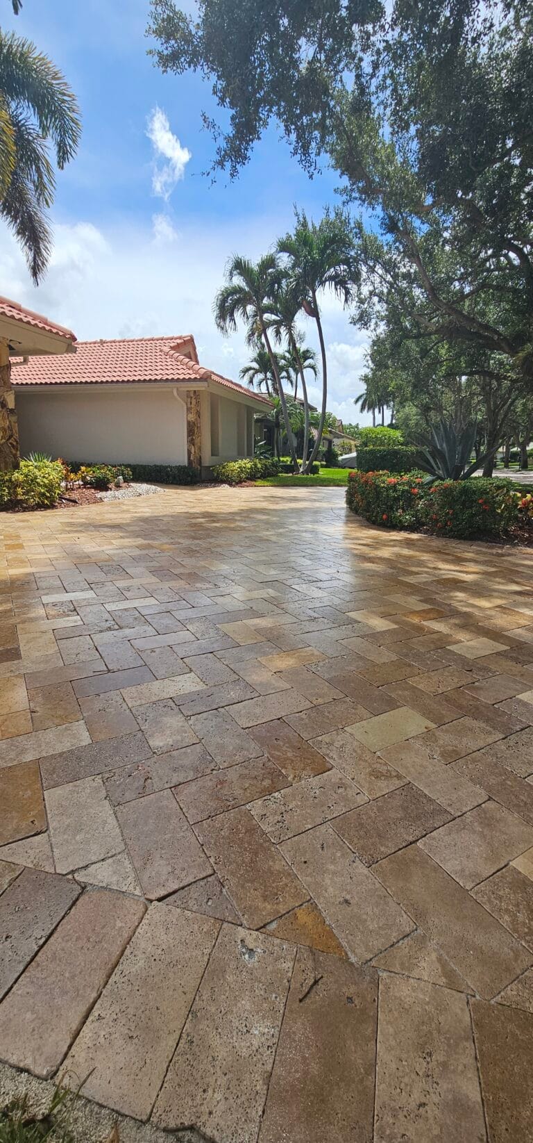 Travertine Paver Cleaning and Non-Slip Sealing